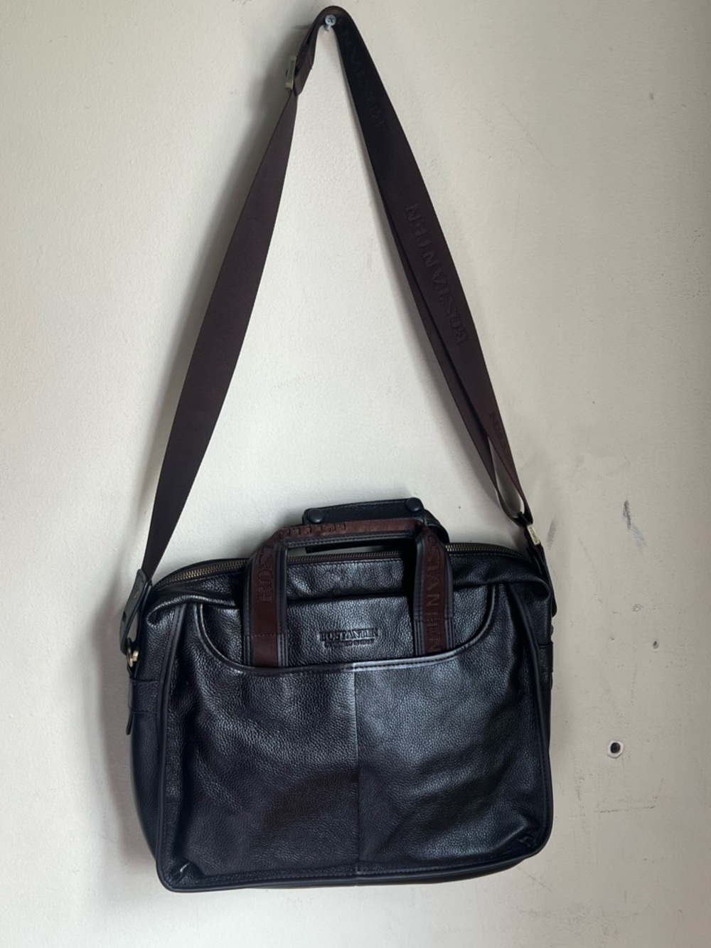 BOSTANTEN ITALIAN Leather Messenger Bag in Dark Brown - Men